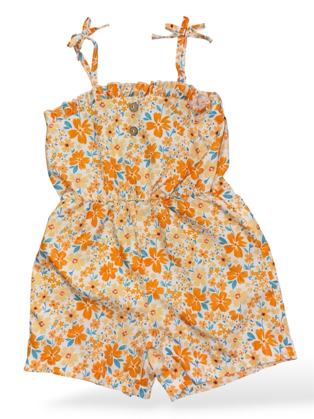 SHEIN Orange Floral Romper -4Y